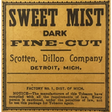 Rare Antique Sweet Mist Dark Tobacco Bag from 1930s Detroit