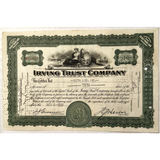 Rare Green 1930s Irving Trust Company Stock Certificate Unveiled