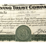 Rare Green 1930s Irving Trust Company Stock Certificate Unveiled