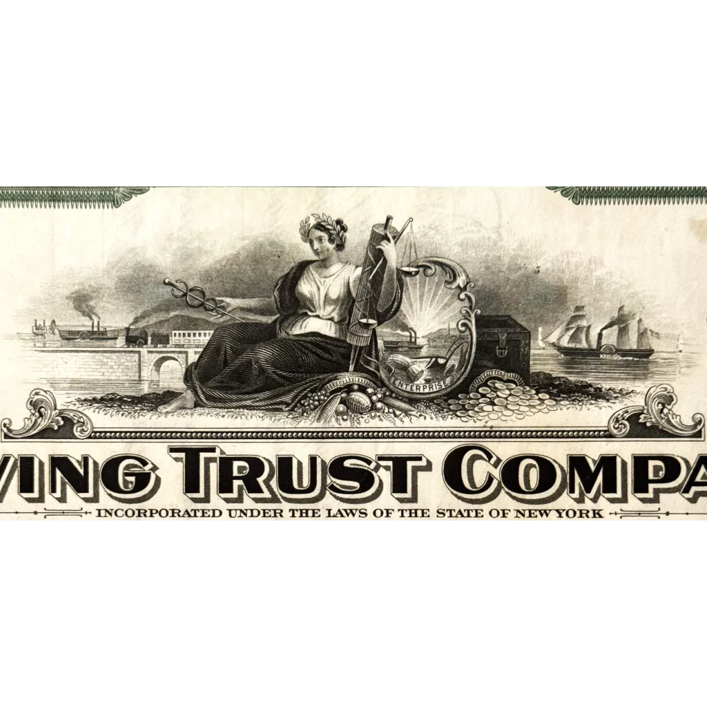 Rare Green 1930s Irving Trust Company Stock Certificate Unveiled