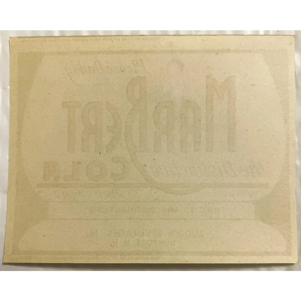 Rare Antique Vintage 1930s Marbert Cola Label from New Hampshire