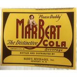 Rare Antique Vintage 1930s Marbert Cola Label from New Hampshire