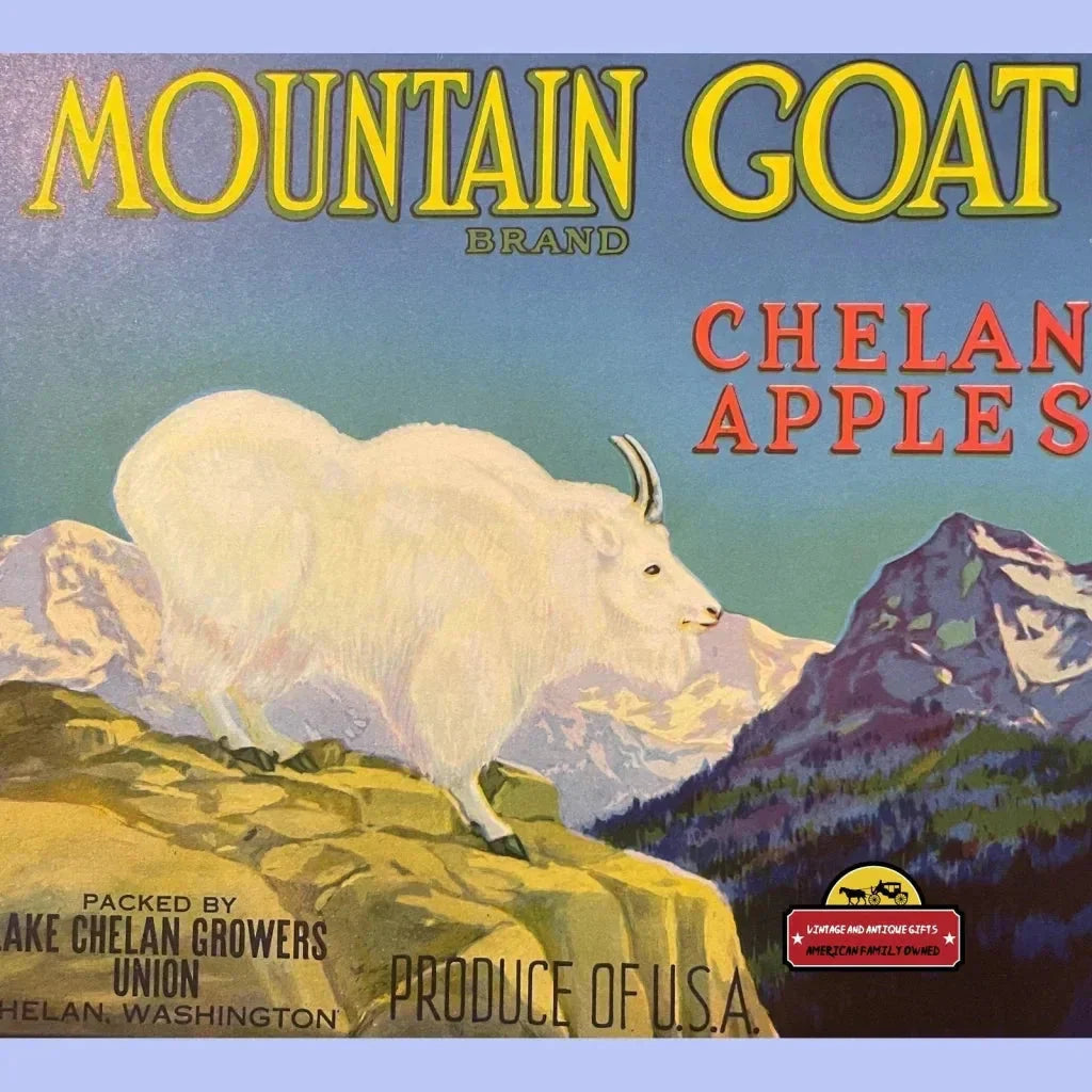 Rare 1930s Mountain Goat Crate Label from Chelan Washington