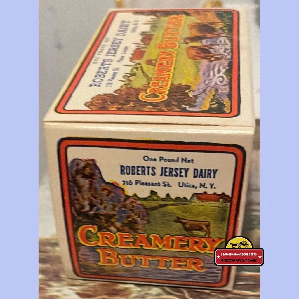 Rare 1930s Antique Vintage Roberts Jersey Butter Box Farm Scene