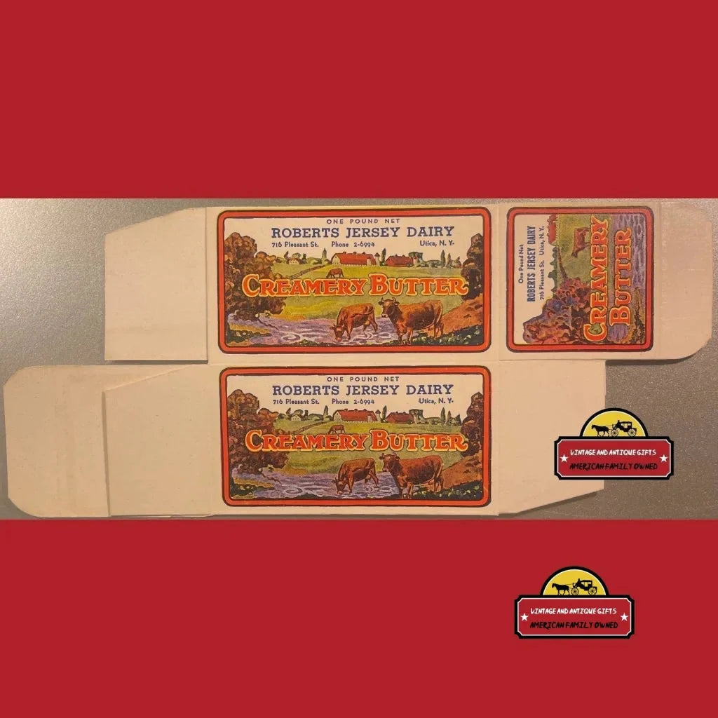 Rare 1930s Antique Vintage Roberts Jersey Butter Box Farm Scene