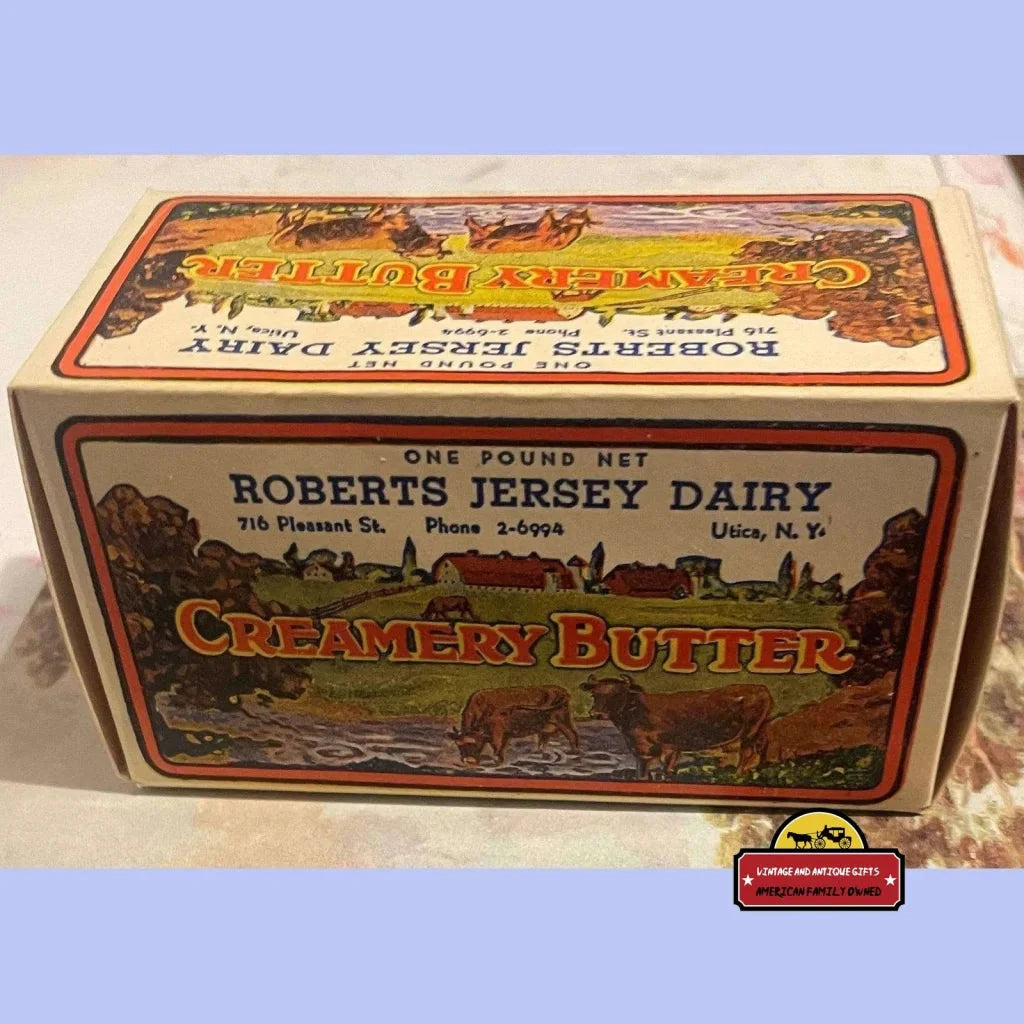 Rare 1930s Antique Vintage Roberts Jersey Butter Box Farm Scene