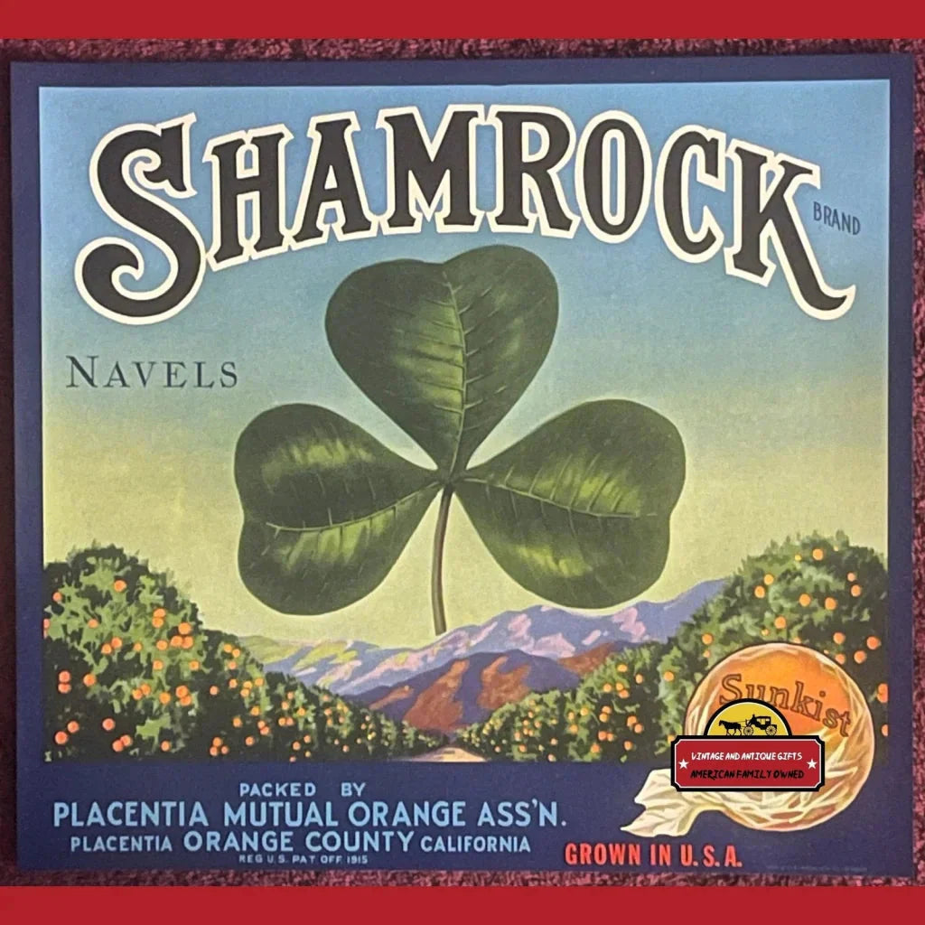 Rare 1930s Sunkist Crate Label Showcases Emerald Shamrock