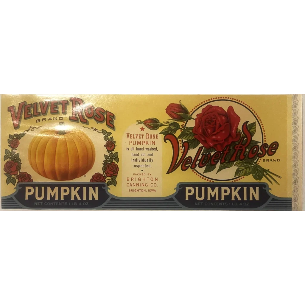 Rare Antique Vintage 1930s Velvet Rose Can Label from Iowa Farm