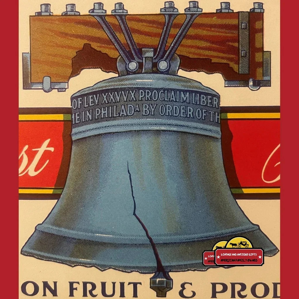 Rare 1940s Independence Crate Label with Liberty Bell Design