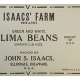 Antique Vintage 1940s Isaac's Lima Bean Can Label WWII Collectible