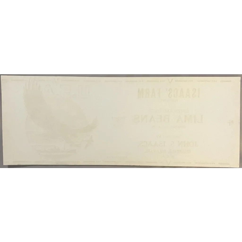 Antique Vintage 1940s Isaac's Lima Bean Can Label WWII Collectible