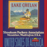 Rare 1940s Skookum Lake Chelan Antique Vintage Crate Label