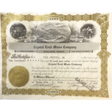 Rare Antique Crystal Lead Mines Stock Certificate from 1946 Idaho