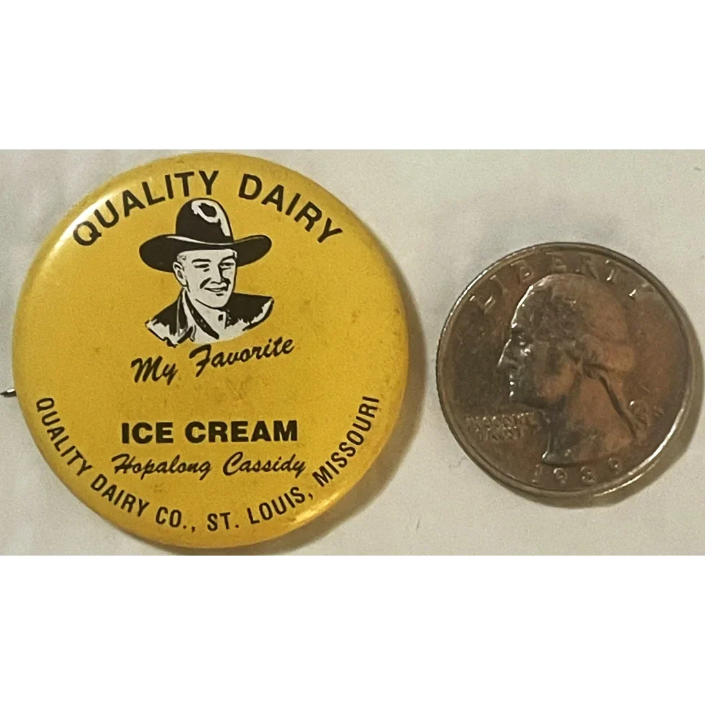 Rare 1950 Hopalong Cassidy Pin From Quality Dairy Co St Louis
