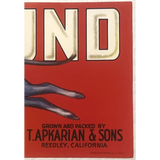 Antique Vintage 1950s Blue Hound Crate Label from Reedley CA