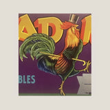 Antique Vintage 1950s Head Man Crate Label with Rooster