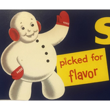 Vintage 1950s Snoboy Crate Label Snowman Americana Los Angeles
