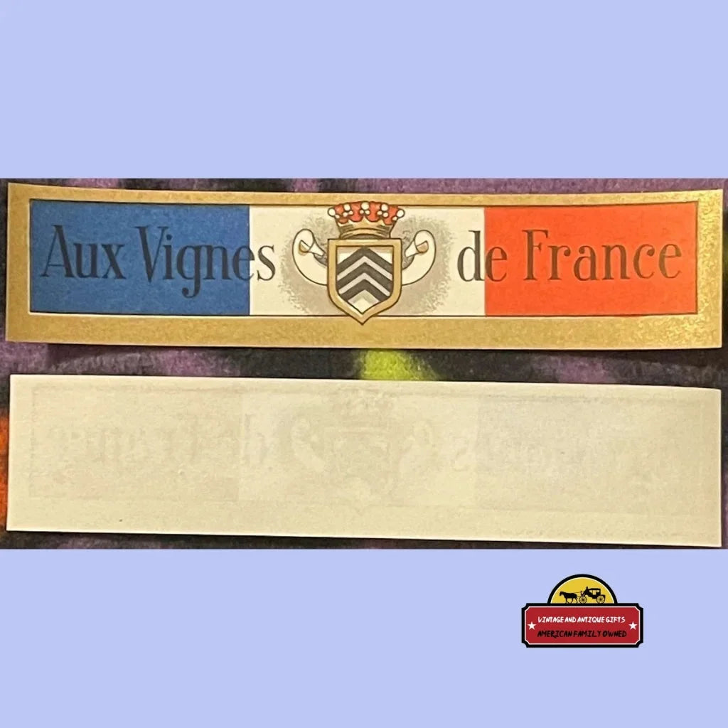 Rare Antique Vintage Aux Vignes French Wine Label from the 1920s