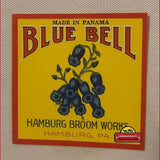 Rare Antique Blue Bell Broom Label Brings 1900s Charm to Life