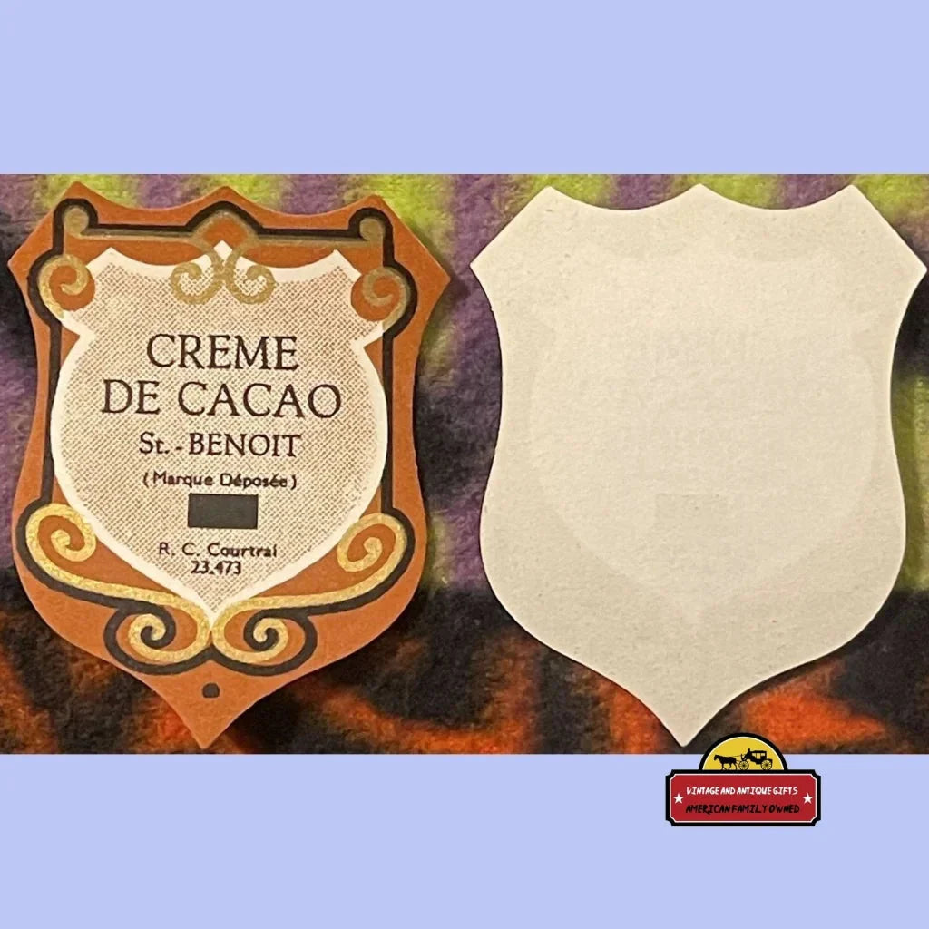 Rare Authentic Antique French St. Benoit Crème de Cacao Label
