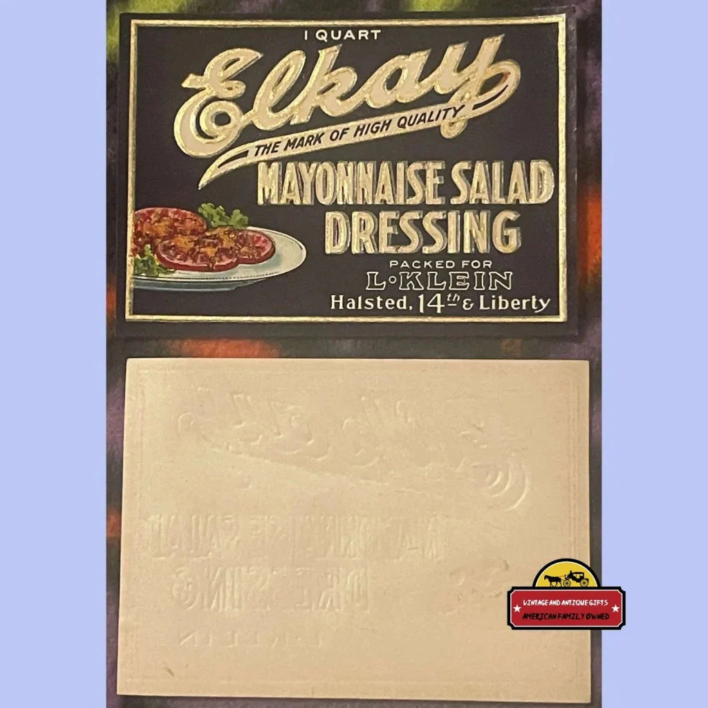Rare 1920s Elkay Mayonnaise Label Antique Vintage Collectible