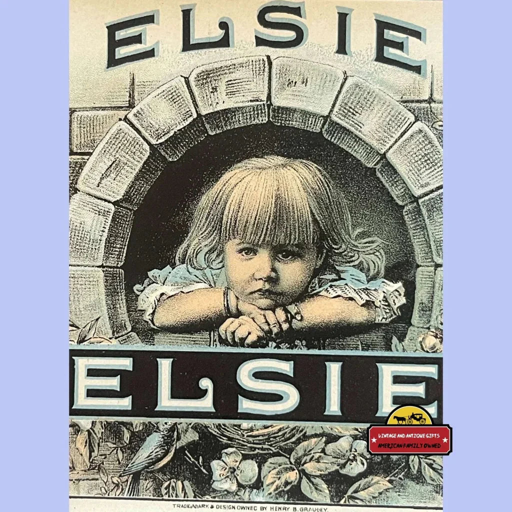 Rare Antique Vintage Elsie Cigar Label from Early 1900s