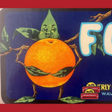 Rare 1940s Stick Leaf Man Antique Vintage Crate Label