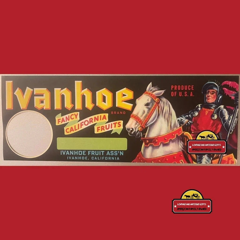 Rare Antique Vintage Ivanhoe Fruit Crate Label Unveils 1930s Charm