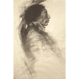 Rare Large Vintage 1960s Joseph Long Elk Charcoal Print, N.C. Wyeth, Linen Paper!