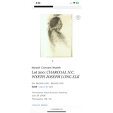 Rare Large Vintage 1960s Joseph Long Elk Charcoal Print, N.C. Wyeth, Linen Paper!