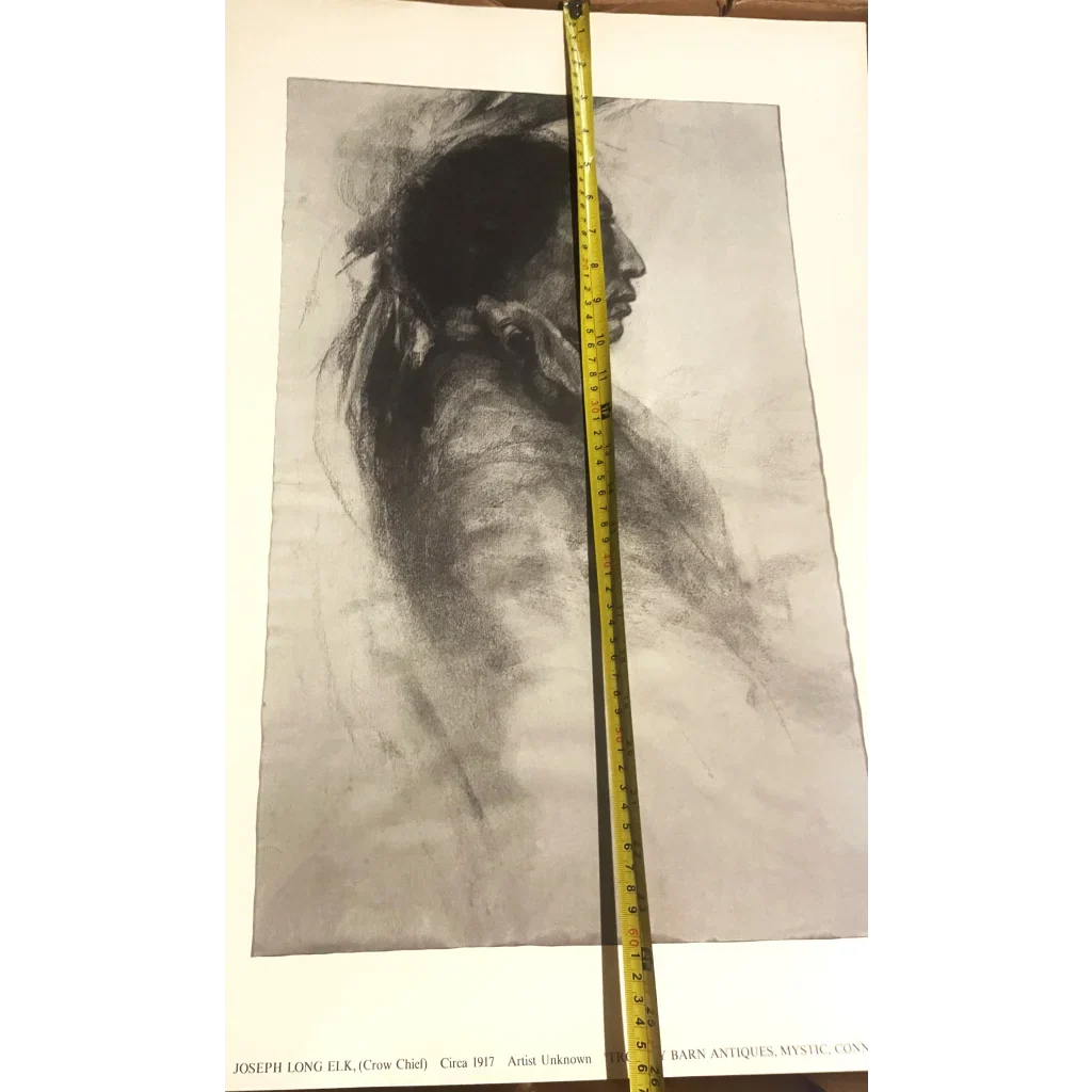 Rare Large Vintage 1960s Joseph Long Elk Charcoal Print, N.C. Wyeth, Linen Paper!