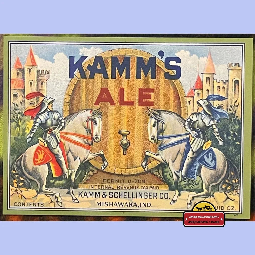 Rare Antique Vintage Ale Label Knights Americana Collectible