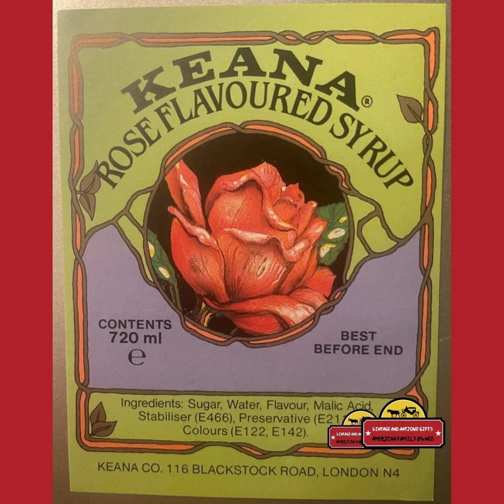 Rare 1970s London Keana Rose Antique Syrup Label Collectible