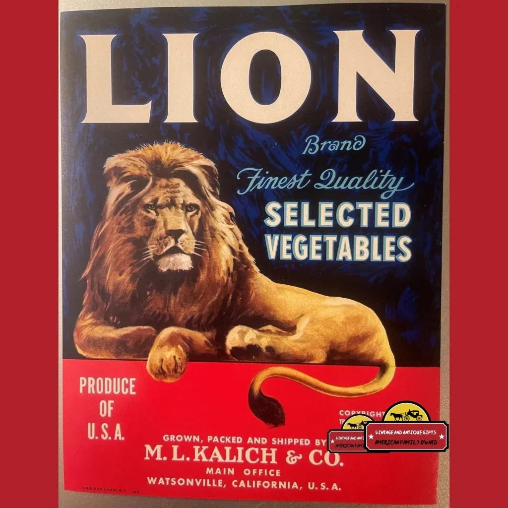 Roaring Antique Vintage Lion Crate Label Adds Timeless Charm