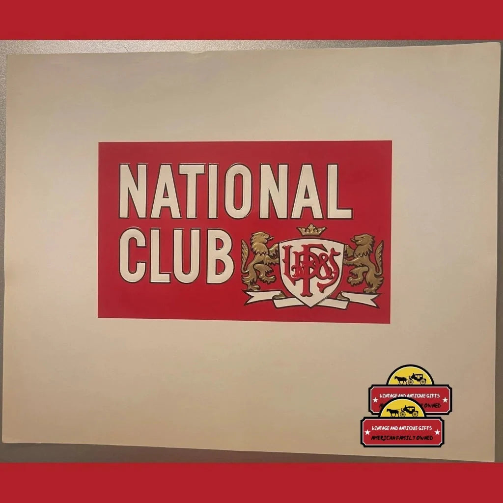 Rare National Club Antique Vintage Cigar Label from Early 1900s