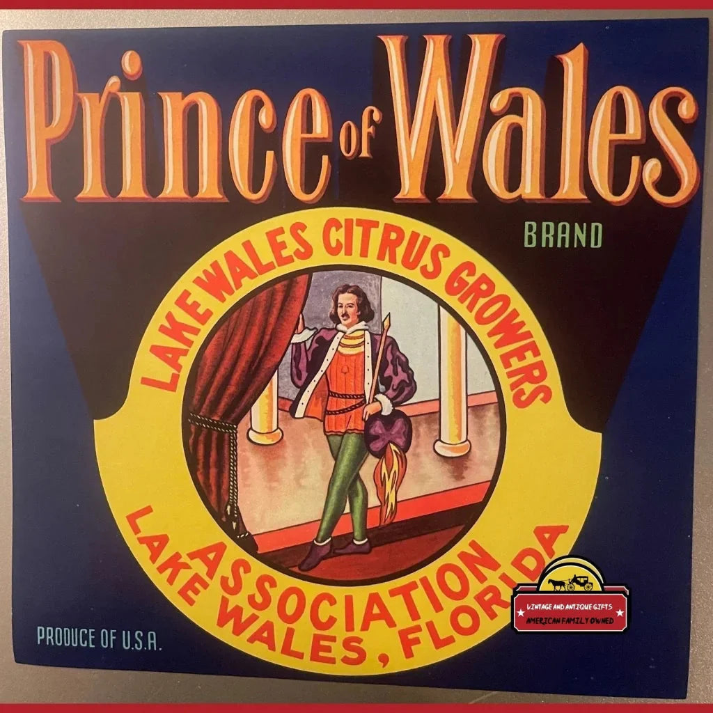 Rare Antique Vintage Prince of Wales Crate Label from the 1950s