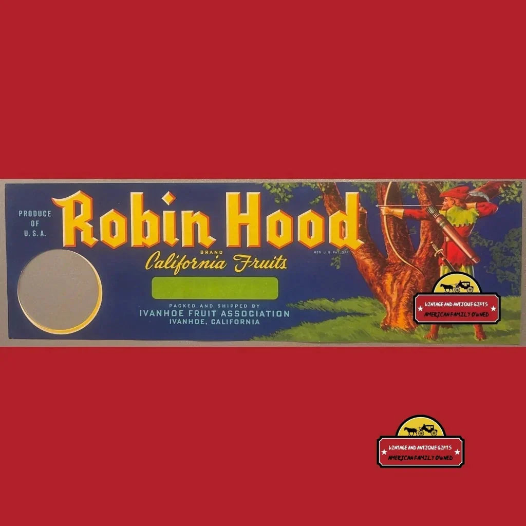 Rare 1950s Robin Hood Antique Vintage Crate Label Collectible