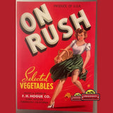 Sizzling 1940s Rush Crate Label: Antique Vintage Pinup Collectible