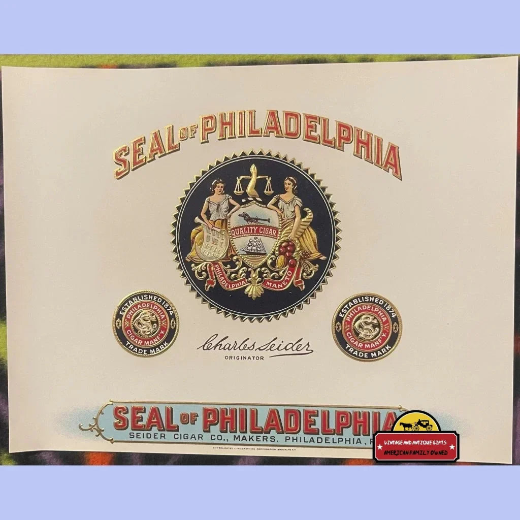 Rare Antique Vintage Embossed Cigar Label from 1900s Philadelphia