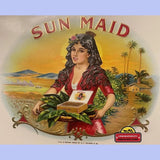Rare Antique Sun Maid Embossed Cigar Label from Early 1900s