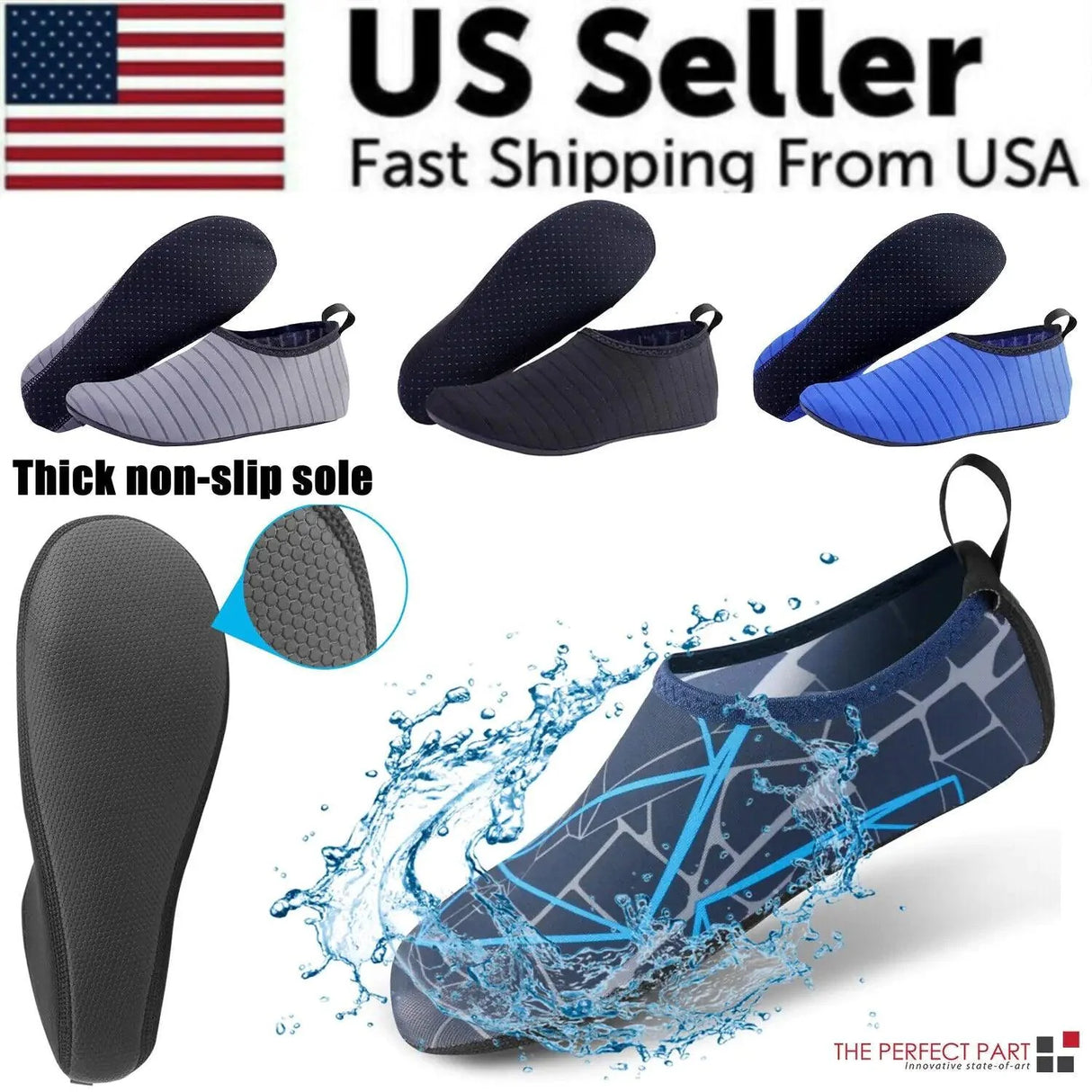 AquaFlex Unisex Water Shoes - Quick-Dry Beach Yoga Swim Socks