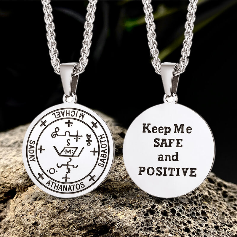 Colgante de acero inoxidable con el sello de Salomón del Arcángel Miguel
