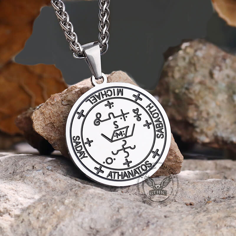 Colgante de acero inoxidable con el sello de Salomón del Arcángel Miguel
