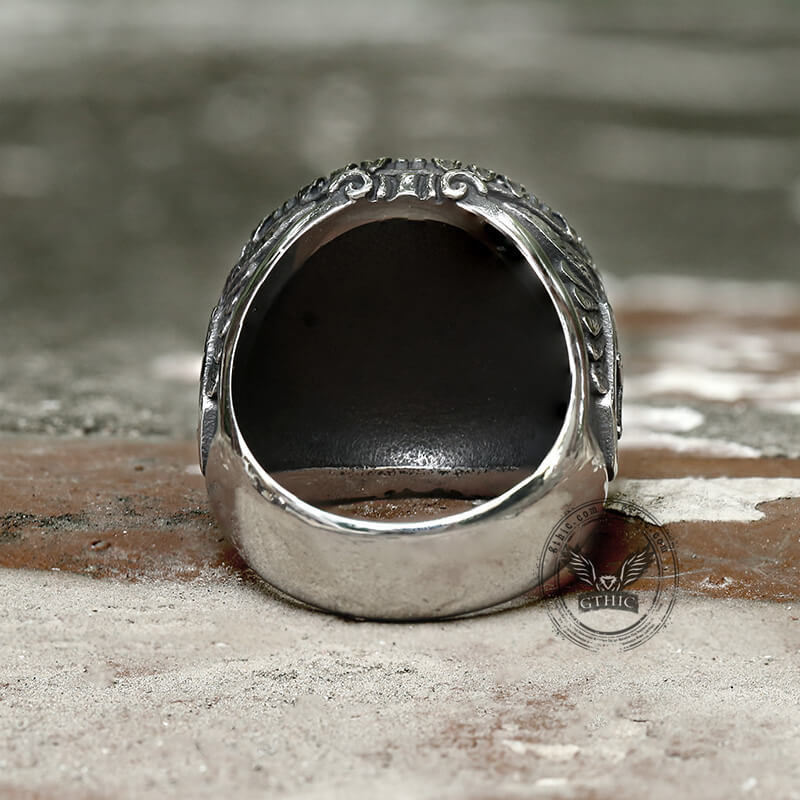 Anillo de acero inoxidable para hombre del Arcángel San Miguel, hecho a mano