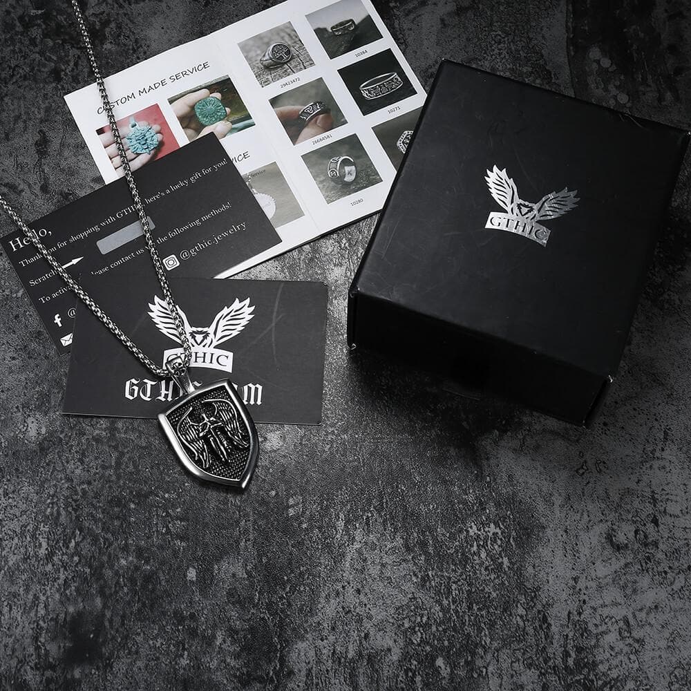 Colgante de acero inoxidable con la espada del Arcángel San Miguel