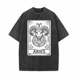 Aries Tarot Card Horoscope Vintage Washed T-shirt