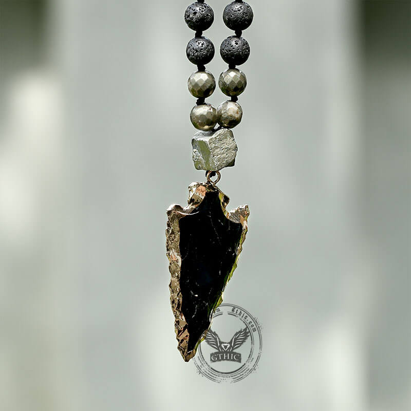 Colgante vikingo de piedra natural con forma de flecha de 83 cm