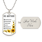 #1 Mother Personalized Dogtag Necklace White Mothers Day Gift - Army Tag Necklace, Dog Tag Necklace