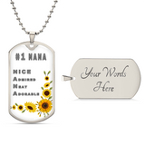 #1 Nana Personalized Dogtag Necklace White Mothers Day Gift - Army Tag Necklace, Dog Tag Necklace