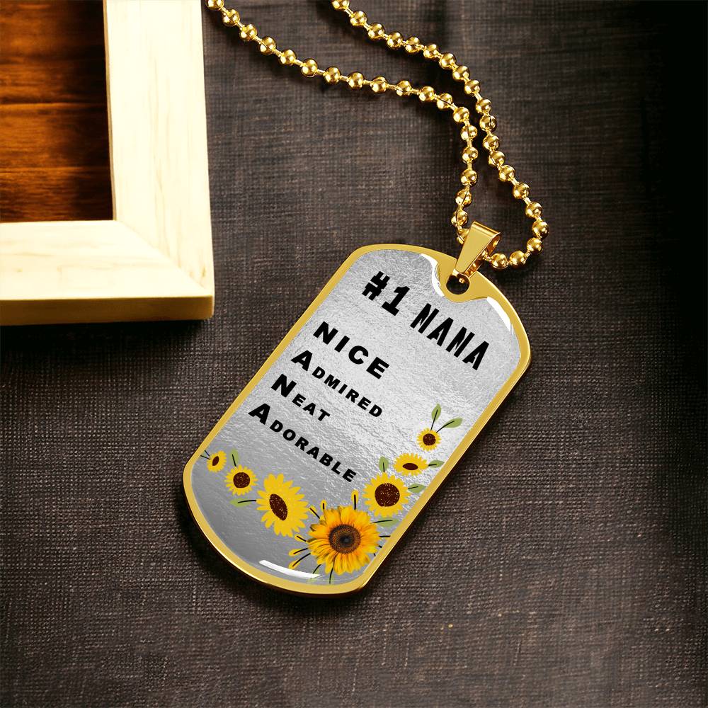 #1 Nana Personalized Dogtag Necklace Silver Mothers Day Gift - Army Tag Necklace, Dog Tag Necklace